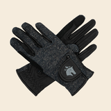 Riding Gloves, Black Herringbone - Sample